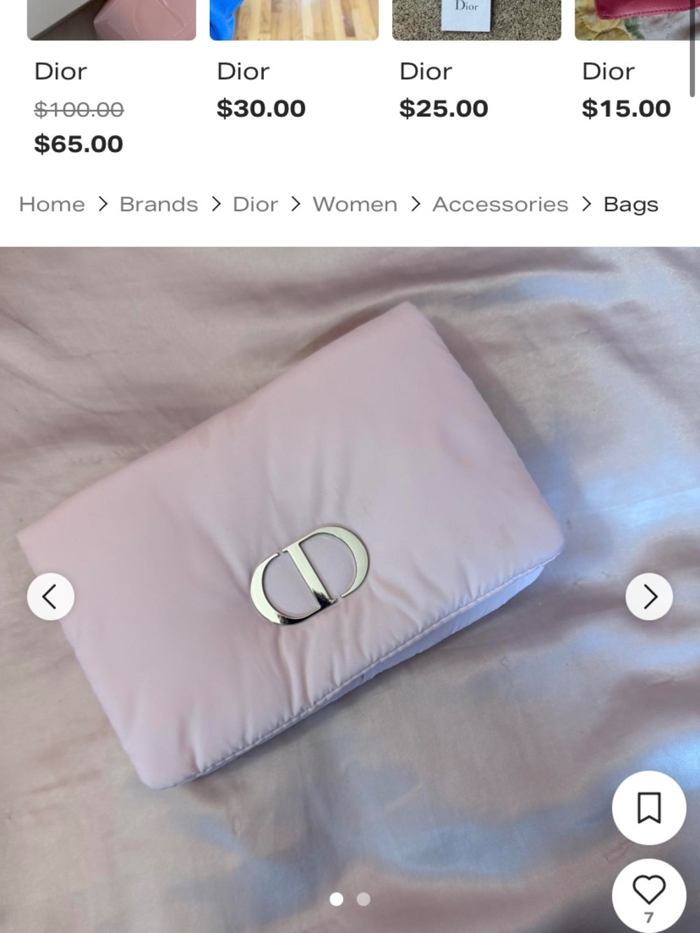 Dior Pink Clutch Bag with Silver Logo